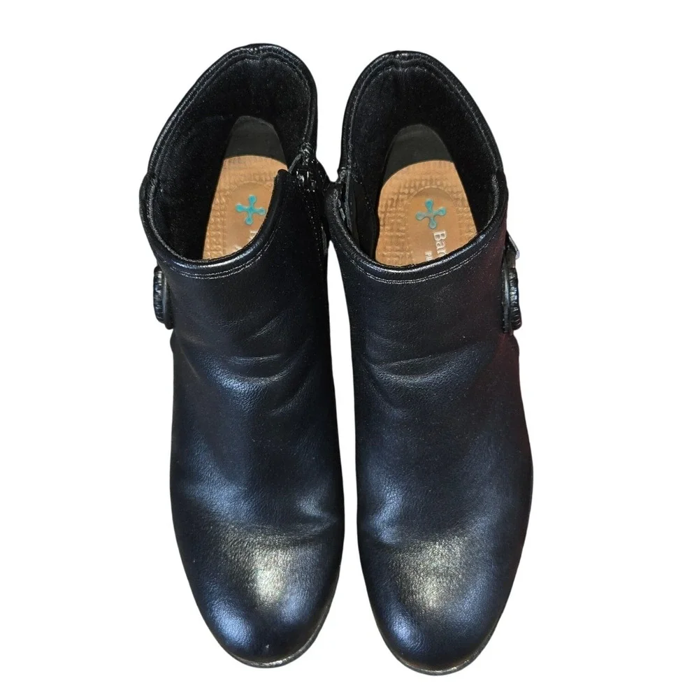 Baretraps Black Ankle Boots Round‎ Toe Faux Leather Comfort Casual Shoes